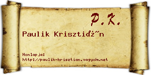 Paulik Krisztián névjegykártya