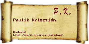 Paulik Krisztián névjegykártya